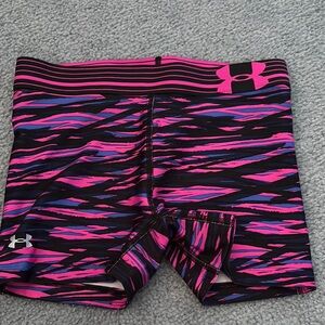 Under Armour Pink and Black Striped Shorts size Xs